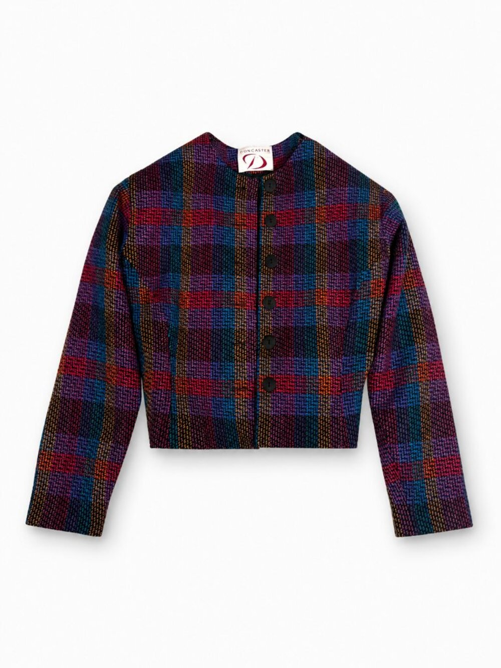 Vintage Doncaster Plaid Cropped Multicolor Blazer Jacket
